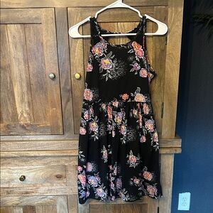 Mudd Kids Floral Dress - Black with Pink and Orange